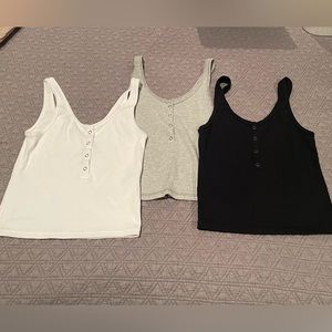 Set of 3 Gently Pre-Loved (White, Grey & Black) Abercrombie & Fitch Tanks